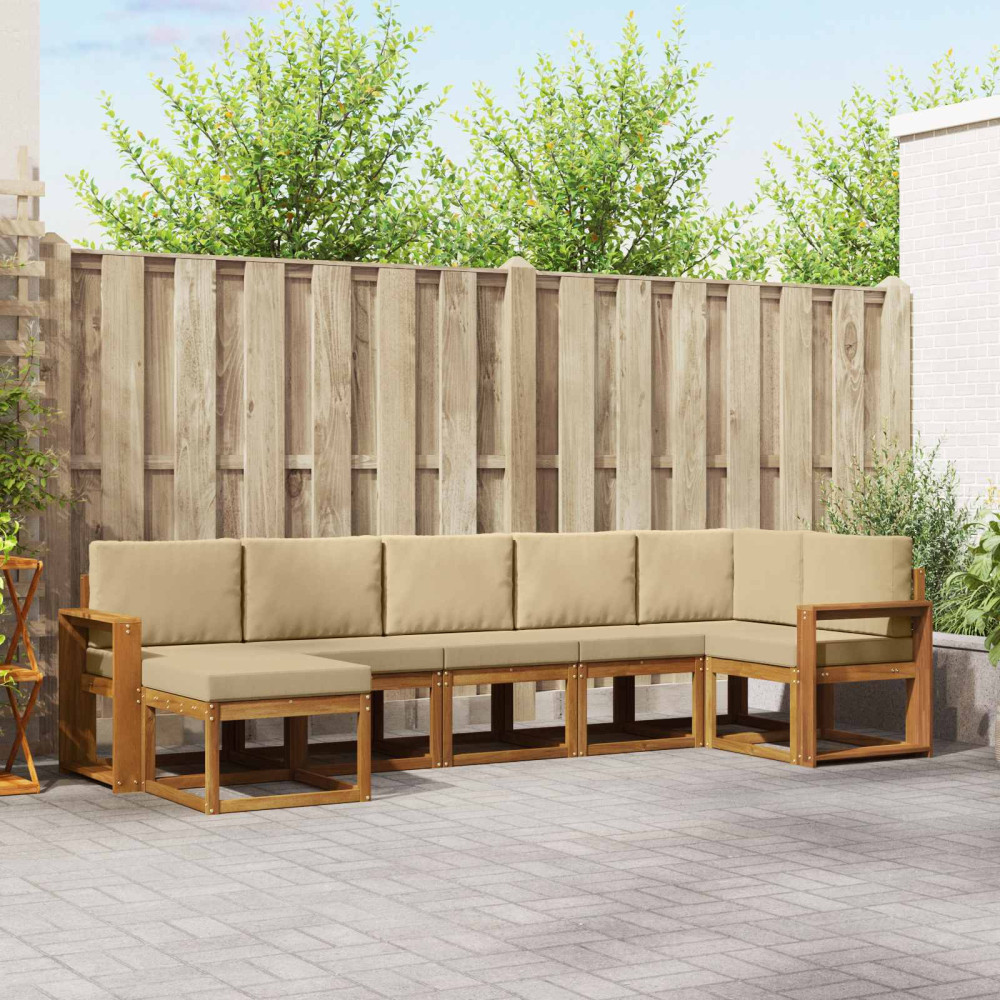 Produktbild för Utomhussoffset med kudde 7 pcs Naturlig och Beige