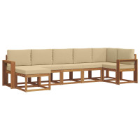 Produktbild för Utomhussoffset med kudde 7 pcs Naturlig och Beige