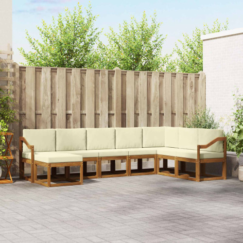 vidaXL Utomhussoffset med kudde 8 pcs Naturlig och Grädde