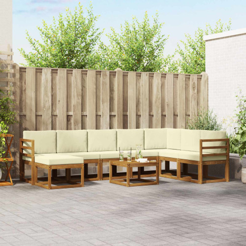 vidaXL Utomhussoffset med kudde 9 pcs Naturlig och Grädde - Möbelset