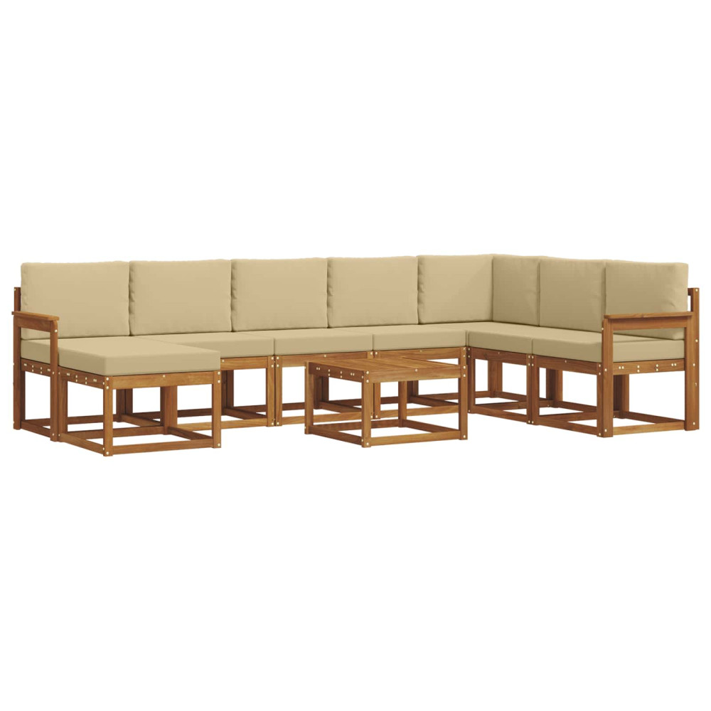 Produktbild för Utomhussoffset med kudde 9 pcs Naturlig och Beige