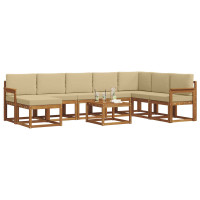 Produktbild för Utomhussoffset med kudde 9 pcs Naturlig och Beige