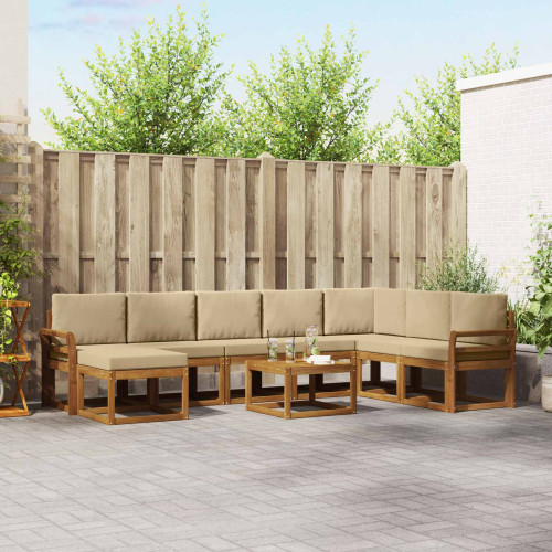 vidaXL Utomhussoffset med kudde 9 pcs Naturlig och Beige - Möbelset