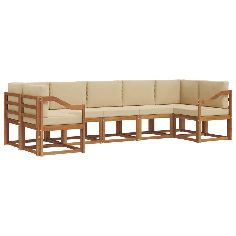 Produktbild för Utomhussoffset med kudde 7 pcs Naturlig och Beige