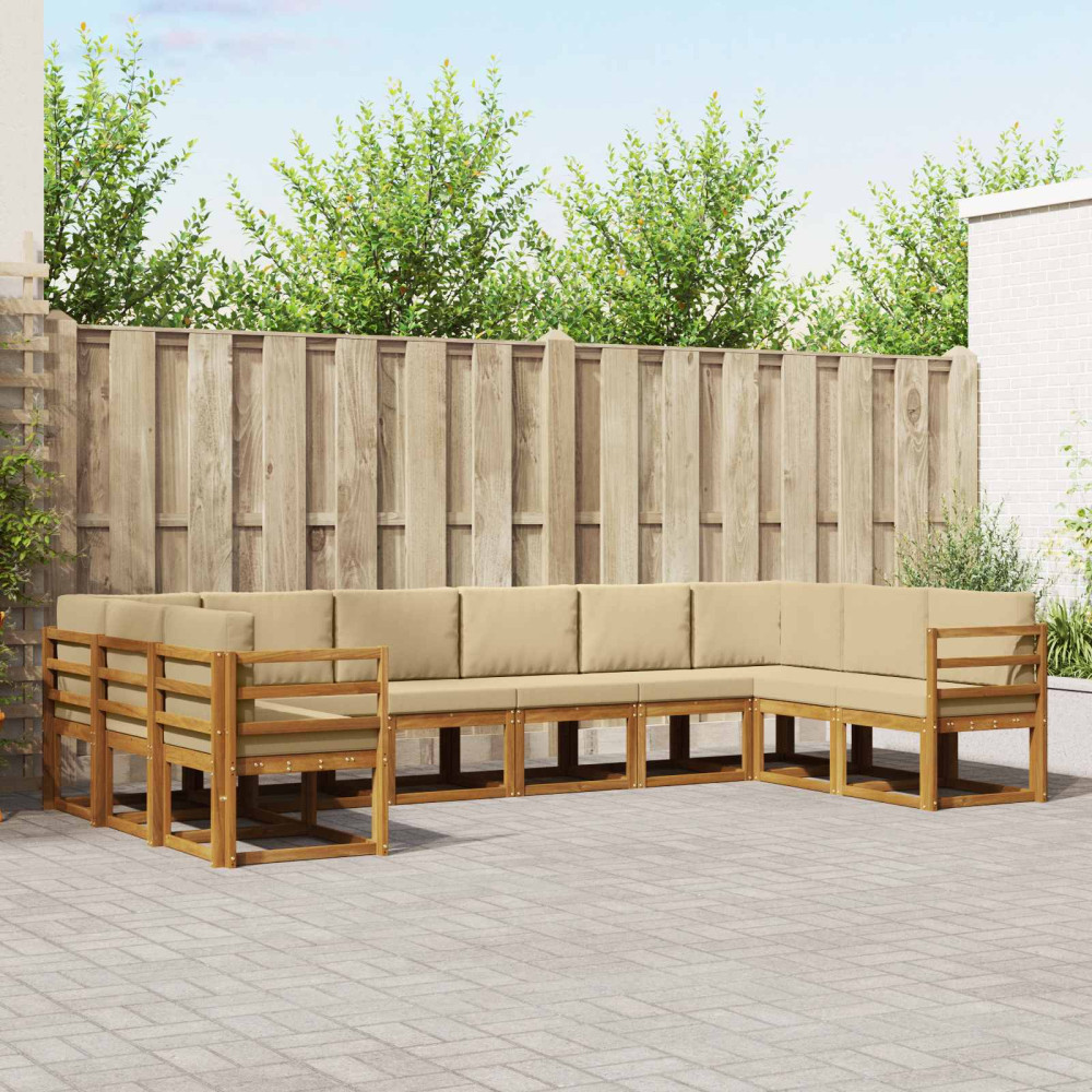 Produktbild för Utomhussoffset med kudde 10 pcs Naturlig och Beige
