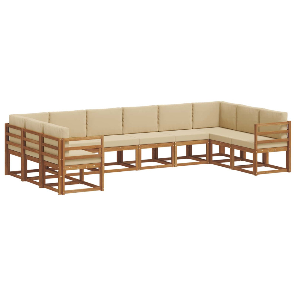 Produktbild för Utomhussoffset med kudde 10 pcs Naturlig och Beige