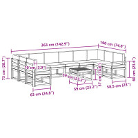 Produktbild för Utomhussoffset med kudde 11 pcs Naturlig och Grädde