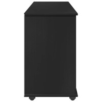 Produktbild för Rullande skåp med hjul Svart 100 x 39 x 65,5 cm Massiv furu