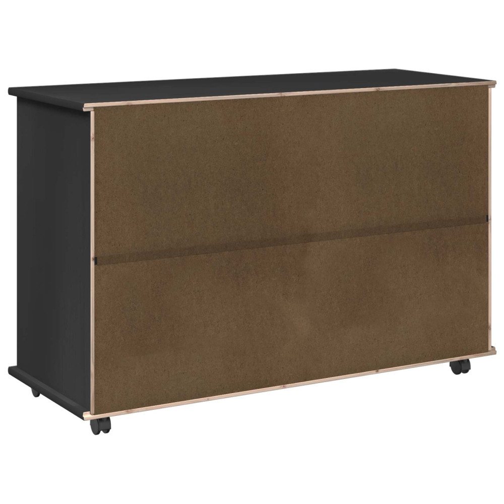 Produktbild för Rullande skåp med hjul Svart 100 x 39 x 65,5 cm Massiv furu