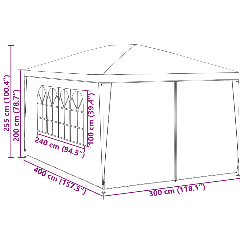 Produktbild för Partytält 400 x 300 x 255 cm Röd PE och stål
