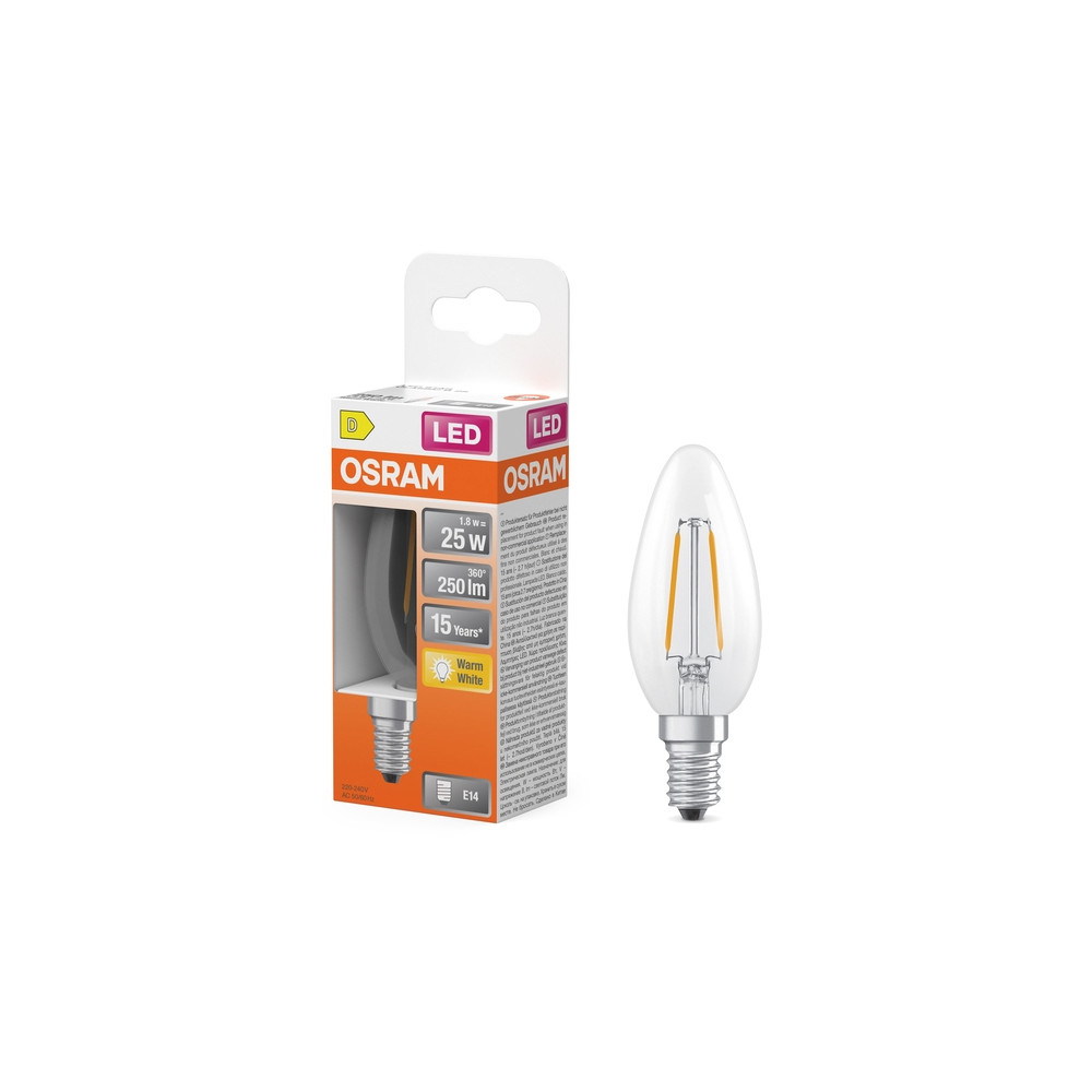 Produktbild för Osram 4099854466779, 1,8 W, 25 W, E14, 250 LM, 15000 h, Varm...