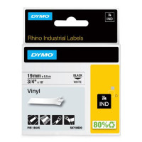 Produktbild för Tape Rhino vinyl 19mm svart på vit