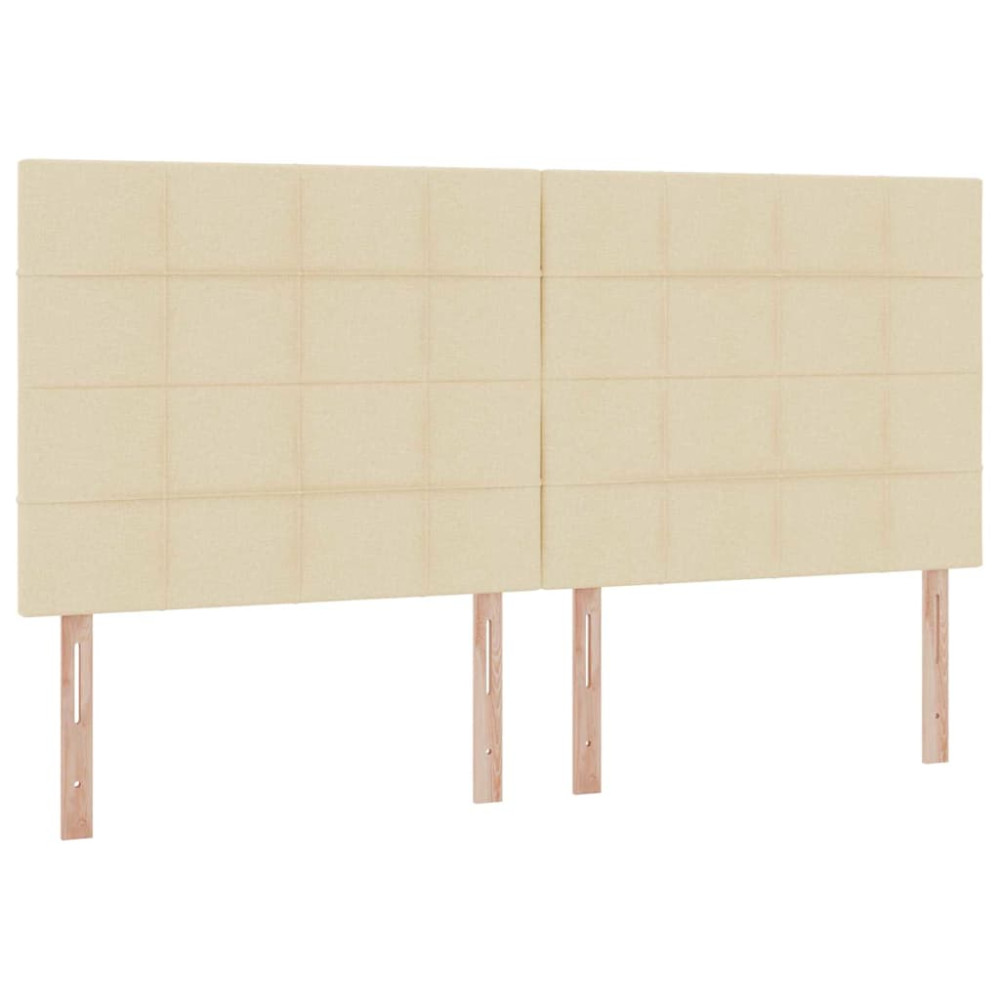 Produktbild för Förvaringssäng med madrass med huvudgavel Kräm 200 x 200 cm tyg