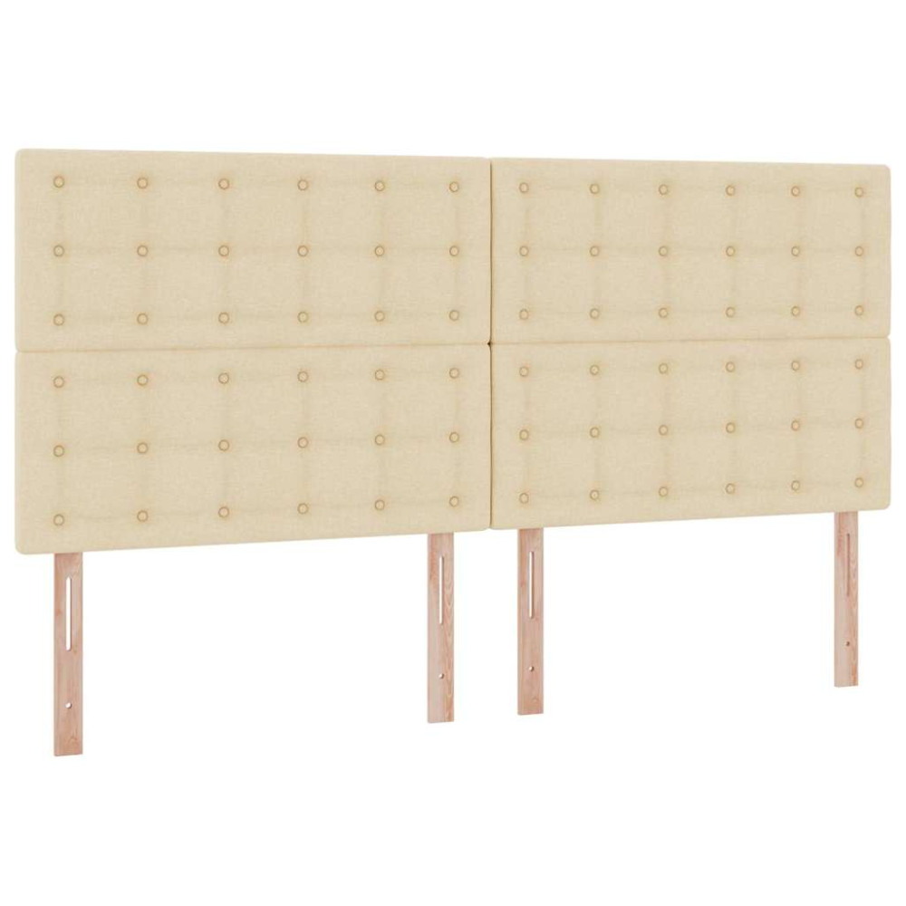 Produktbild för Förvaringssäng med madrass med huvudgavel Kräm 200 x 200 cm tyg