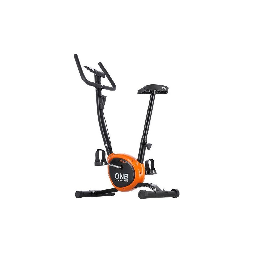 Produktbild för One Fitness RW3011 mekanisk stationär cykel svart och orange