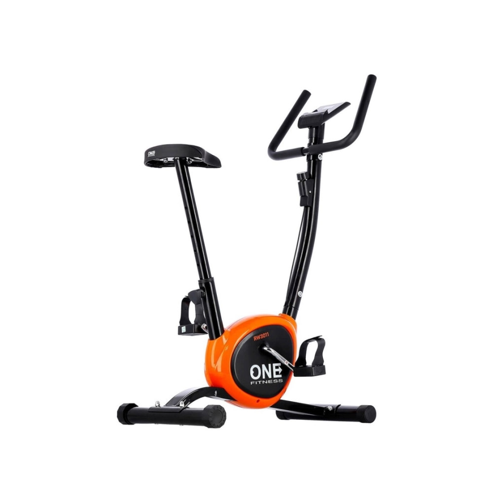 Produktbild för One Fitness RW3011 mekanisk stationär cykel svart och orange