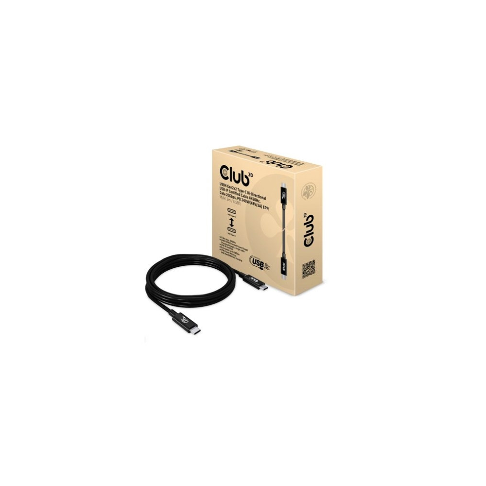 Produktbild för Club 3D - USB typ C-kabel - USB-C till USB-C - 2 m