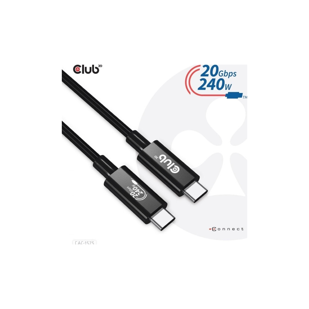 Produktbild för Club 3D - USB typ C-kabel - USB-C till USB-C - 2 m