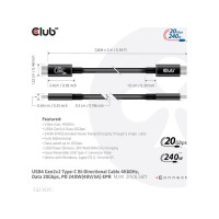 Produktbild för Club 3D - USB typ C-kabel - USB-C till USB-C - 2 m