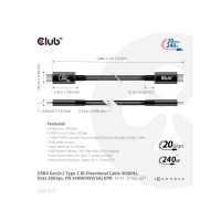 Produktbild för Club 3D - USB typ C-kabel - USB-C till USB-C - 2 m