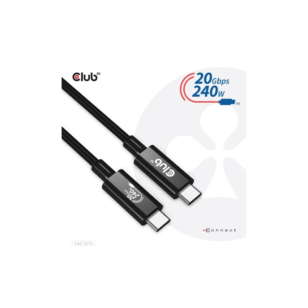 Produktbild för Club 3D - USB typ C-kabel - USB-C till USB-C - 2 m