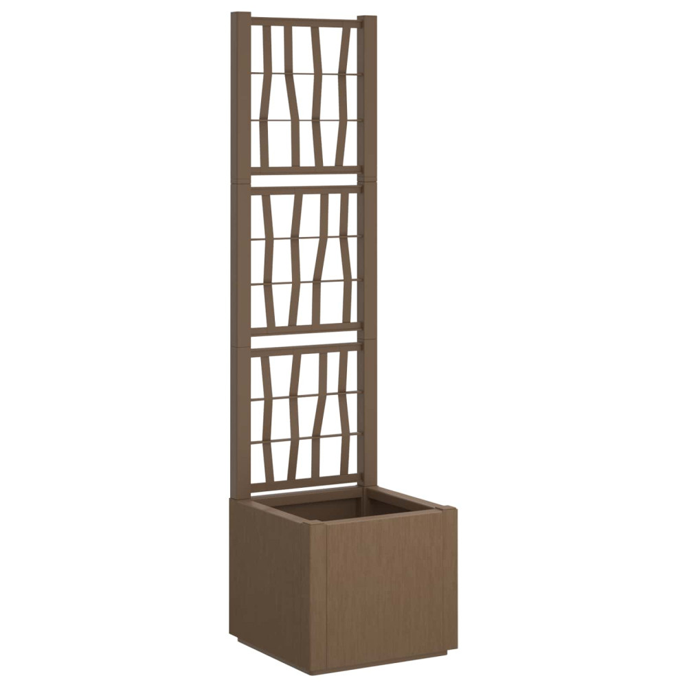 Produktbild för Trädgårdsplanterare med trellis Brun 36 x 36 x 140 cm PP