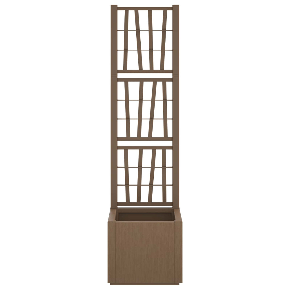 Produktbild för Trädgårdsplanterare med trellis Brun 36 x 36 x 140 cm PP