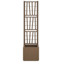 Produktbild för Trädgårdsplanterare med trellis Brun 36 x 36 x 140 cm PP