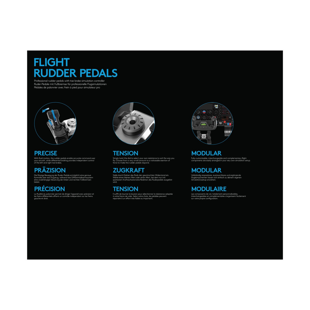 Produktbild för Logitech Flight Rudder Pedals - pedaler - kabelansluten