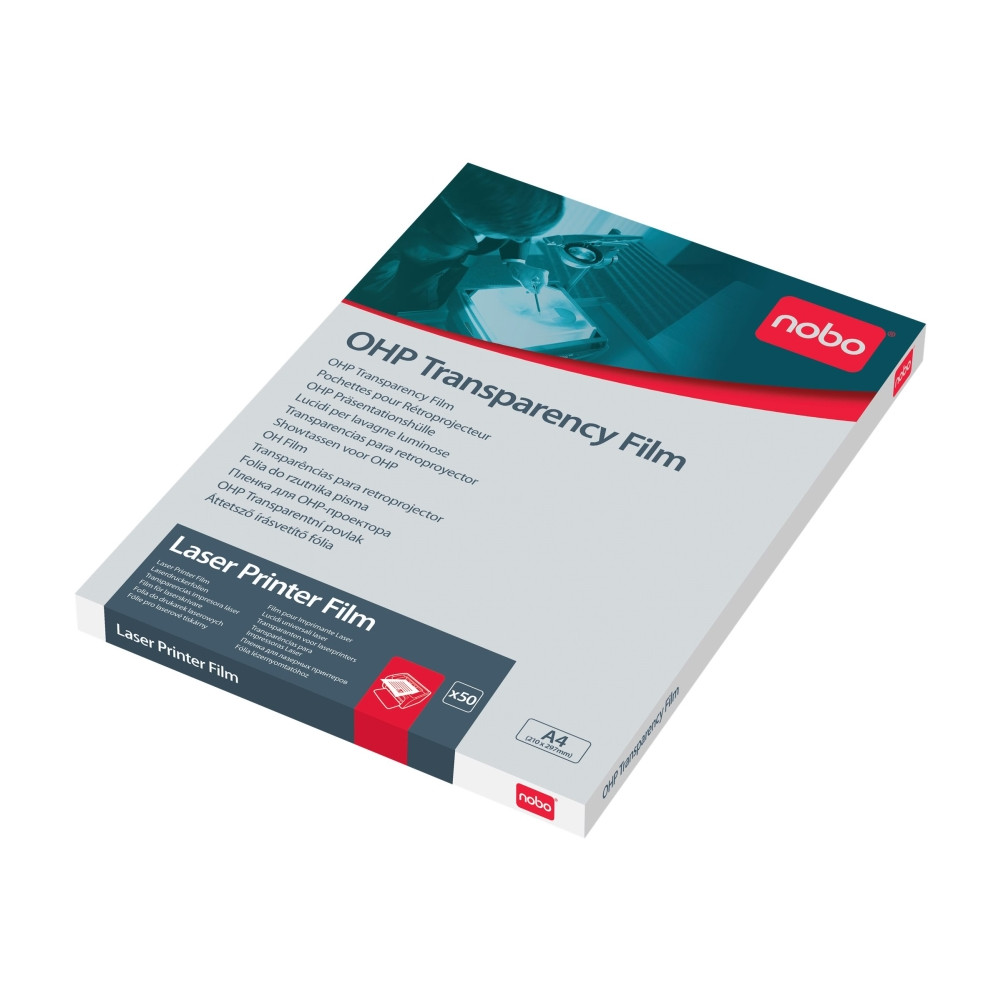 Produktbild för OHP Transparent Nobo A4 för laserskrivare 100 mikron