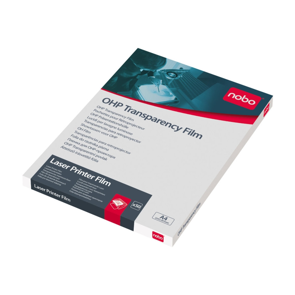 Produktbild för OHP Transparent Nobo A4 för laserskrivare 100 mikron