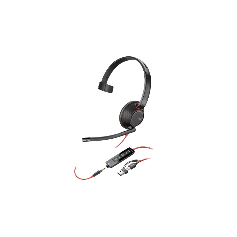 Produktbild för HP Poly Blackwire 5210 - headset - 3,5 mm kontakt, USB-C
