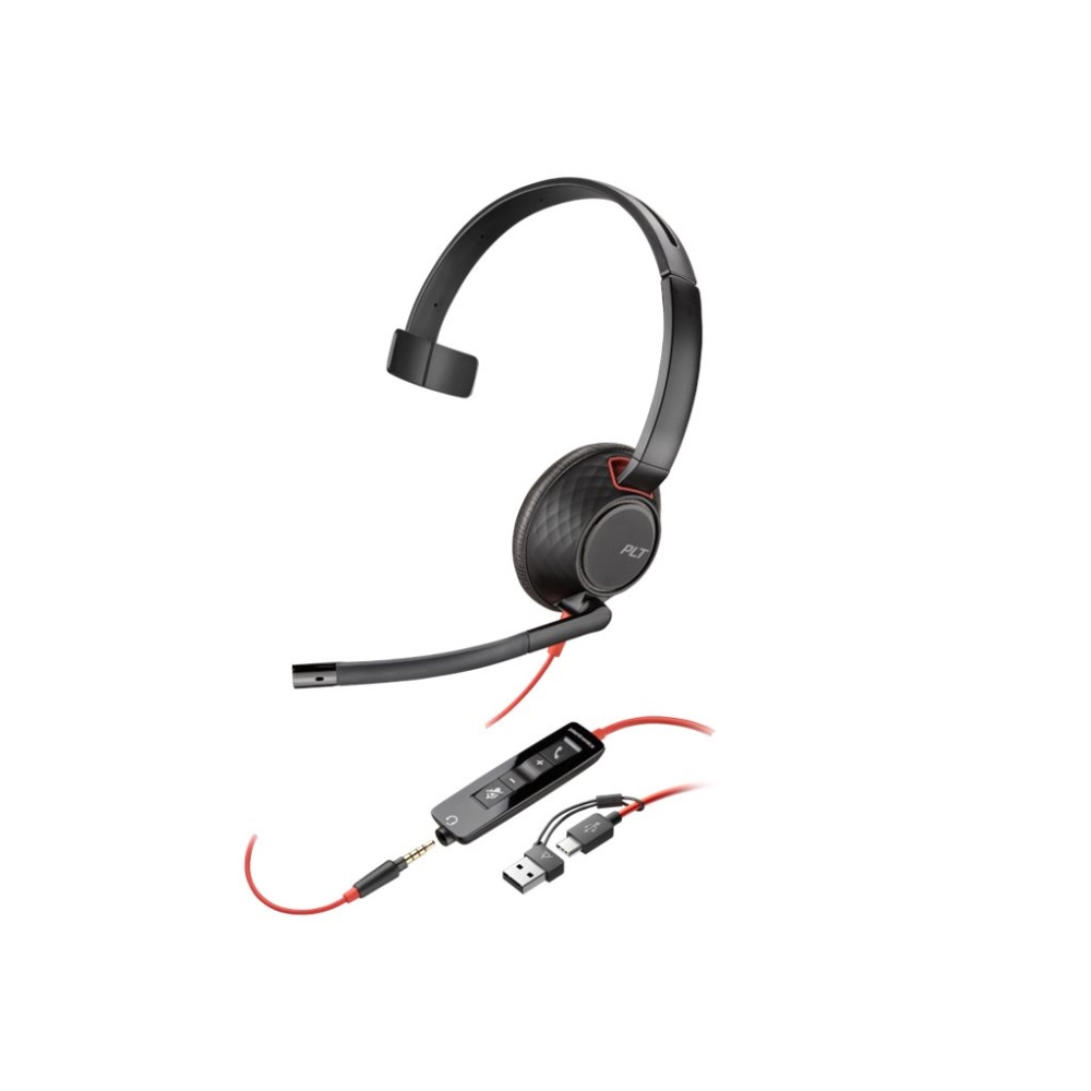 Produktbild för HP Poly Blackwire 5210 - headset - 3,5 mm kontakt, USB-C