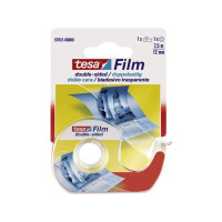 Produktbild för Tesafilm - dispenser med dubbelsidig tejp - 12 mm x 7.5 m - genomskinlig tejp