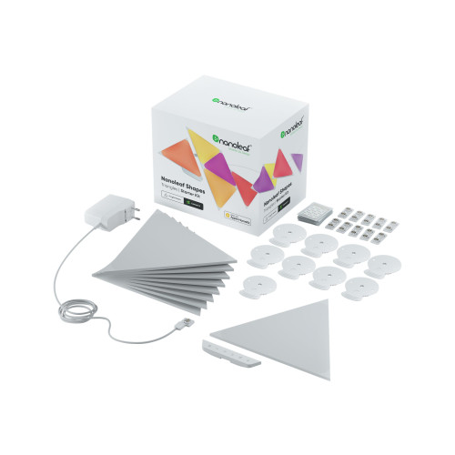 Nanoleaf Nanoleaf Shapes Smarter Kit - trådlös belysningsuppsättning - LED x 9 - 1.7 W - 16 miljoner färger - 1200-6500 K - triangel