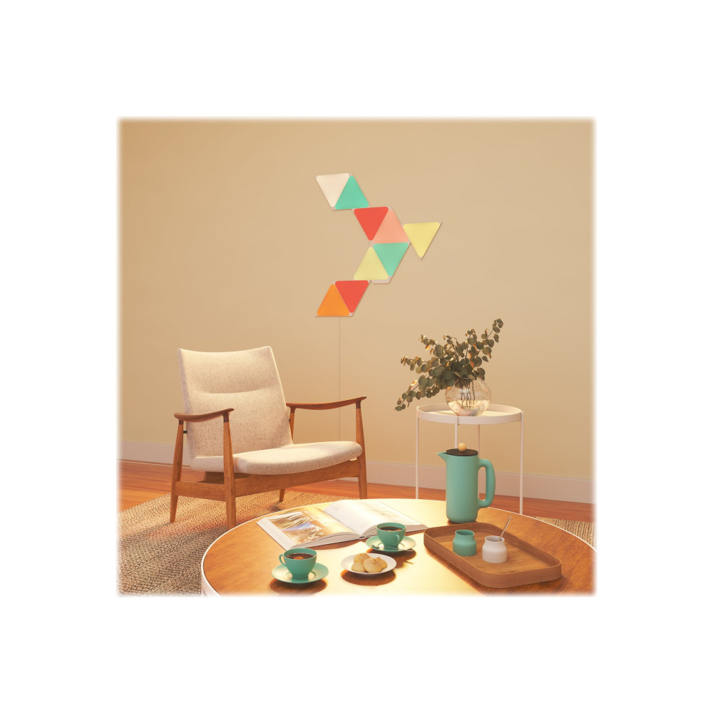 Produktbild för Nanoleaf Shapes Smarter Kit - trådlös belysningsuppsättning - LED x 9 - 1.7 W - 16 miljoner färger - 1200-6500 K - triangel