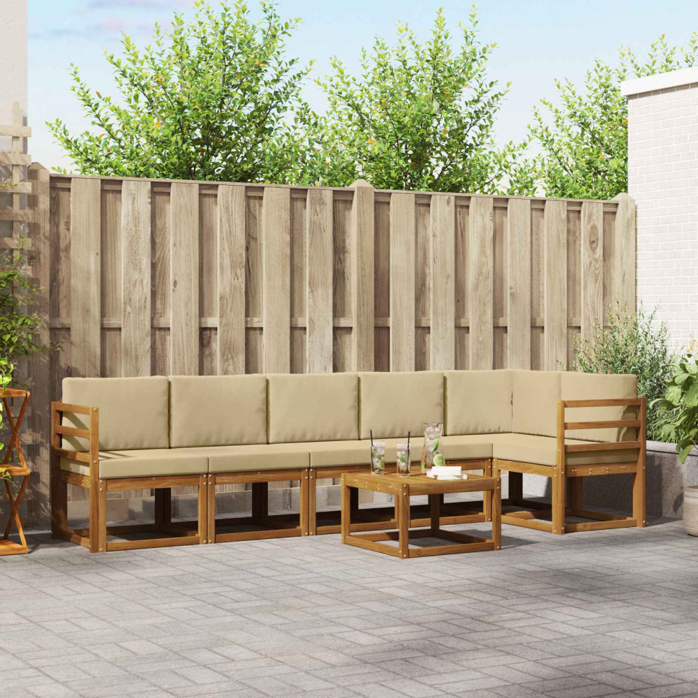 Produktbild för Utomhussoffset med kudde 7 pcs Naturlig och Beige