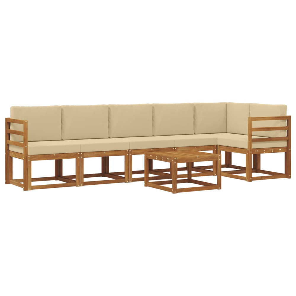 Produktbild för Utomhussoffset med kudde 7 pcs Naturlig och Beige