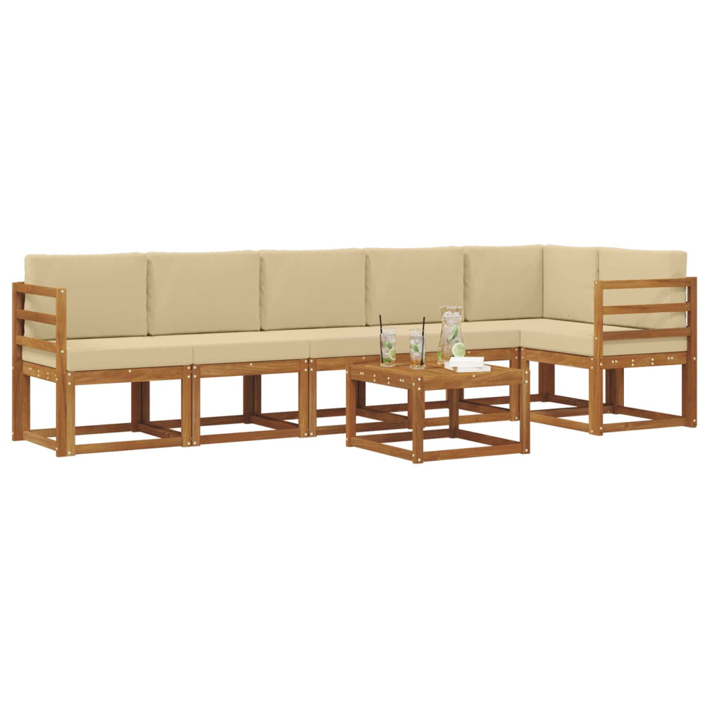 Produktbild för Utomhussoffset med kudde 7 pcs Naturlig och Beige