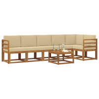 Produktbild för Utomhussoffset med kudde 7 pcs Naturlig och Beige