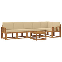 Produktbild för Utomhussoffset med kudde 7 pcs Naturlig och Beige