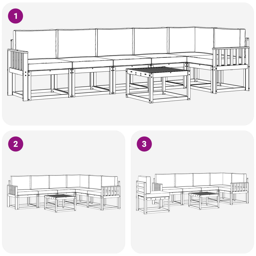 Produktbild för Utomhussoffset med kudde 7 pcs Naturlig och Beige