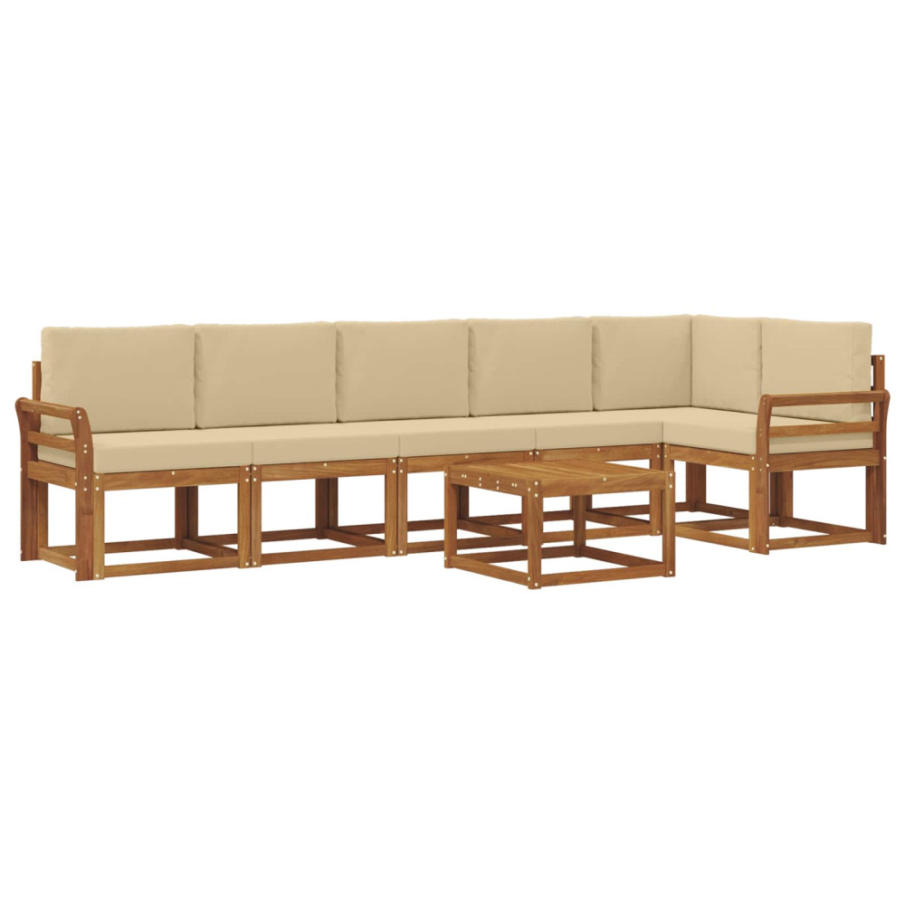 Produktbild för Utomhussoffset med kudde 7 pcs Naturlig och Beige