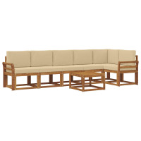 Produktbild för Utomhussoffset med kudde 7 pcs Naturlig och Beige