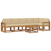Produktbild för Utomhussoffset med kudde 7 pcs Naturlig och Beige