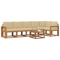 Produktbild för Utomhussoffset med kudde 7 pcs Naturlig och Beige