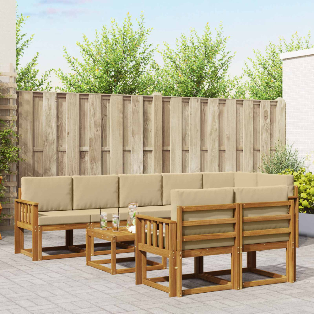 Produktbild för Utomhussoffset med kudde 9 pcs Naturlig och Beige