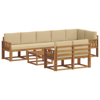 Produktbild för Utomhussoffset med kudde 9 pcs Naturlig och Beige