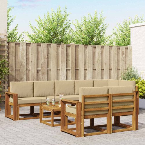vidaXL Utomhussoffset med kudde 9 pcs Naturlig och Beige