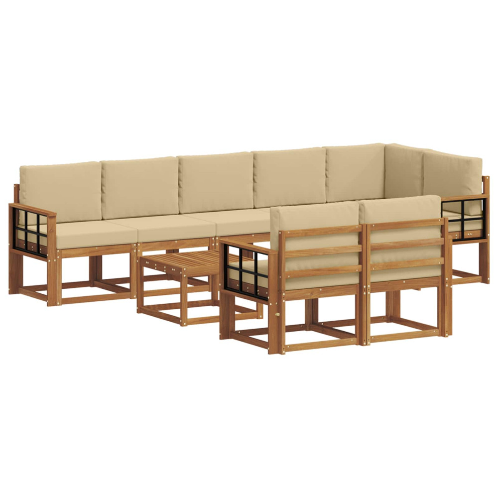 Produktbild för Utomhussoffset med kudde 9 pcs Naturlig och Beige
